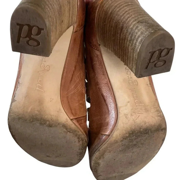 Paul Green Sandal 6.5 US / 4 UK Jansen Lace Up Block Heel Cuoio Leather Patina - Picture 7 of 8